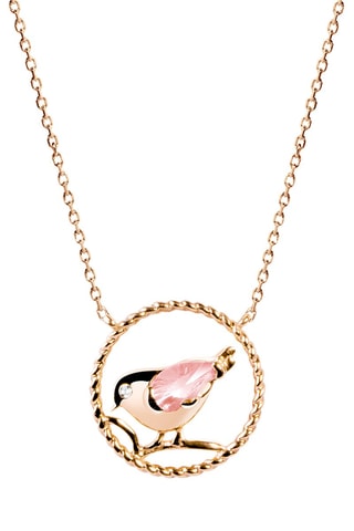 Colar - Prata banhada a ouro rosa, diamantes e quartzo