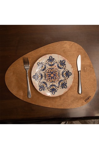 4 Walnoothouten Placemats - 33 x 45 cm - Bruin