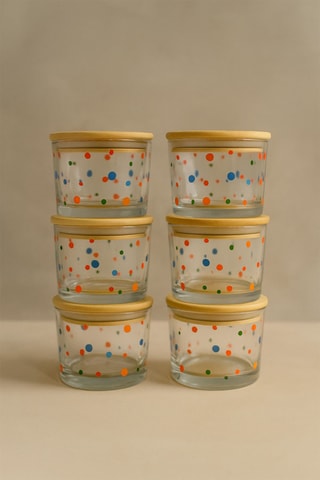 6 Bewaarpotten met Bamboe Deksels - 220 ml