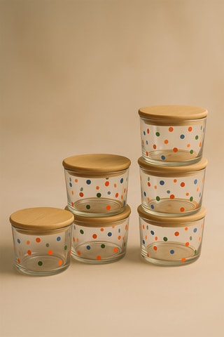 6 Bewaarpotten met Bamboe Deksels - 220 ml