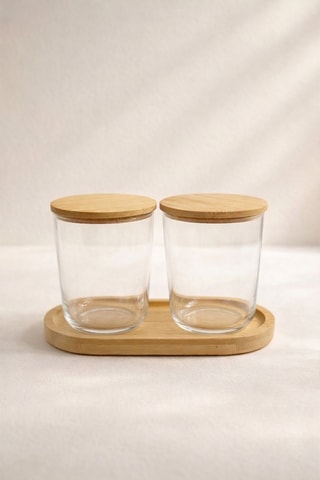 2 Bewaarpotten en Bamboe Deksels - 315 ml