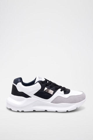 Zapatillas de nobuk - Cavalli Class - Blanco, negro y gris