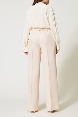 Pantalón wide leg de tiro alto - Twinset - Rosa