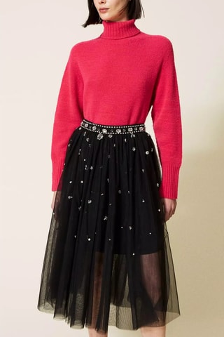 Falda de gasa de talle alto - Twinset - Negro