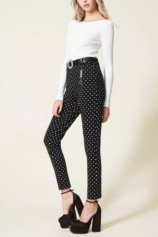 Pantalón 7/8 de tiro alto - Twinset - Negro