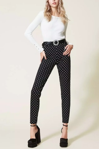 Pantalón 7/8 de tiro alto - Twinset - Negro