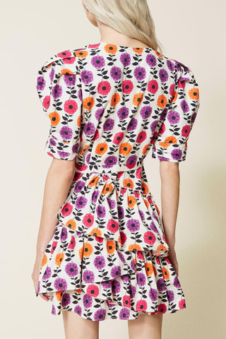 Vestido cruzado - Twinset - Blanco y rosa