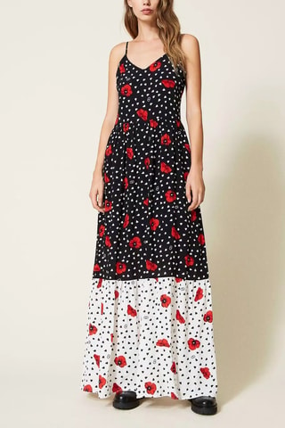 Vestido largo - Twinset - Blanco y negro