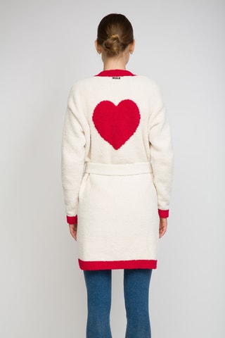 Cárdigan largo - Twinset - Blanco y rojo