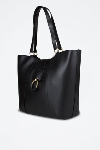 Bolso shopper de piel Erica - The Bridge - Negro y dorado