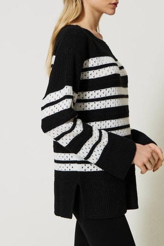 Trui - Twinset - Wit en zwart