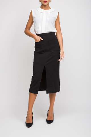 Falda recta de talle alto - Negro
