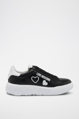 Zapatillas de piel con plataforma - Love Moschino - Negro