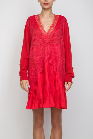 Vestido jersey de lana y cachemir - Twinset - Rojo