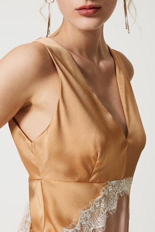 Vestido midi - Twinset - Beige y rosa