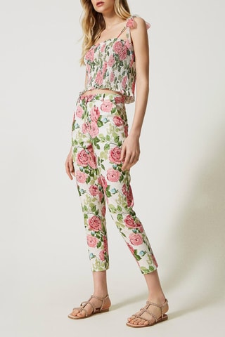 Pantalón - Twinset - Blanco, verde y rosa
