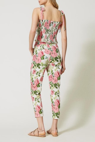 Pantalón - Twinset - Blanco, verde y rosa