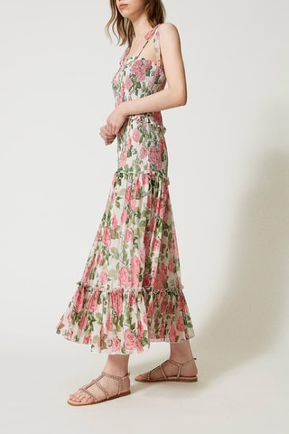Falda de encaje - Blanco, verde y rosa