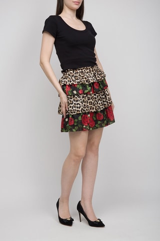Minifalda - Blanco, negro, verde y rosa