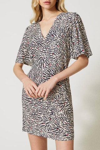 Vestido recto - Blanco, negro y rojo