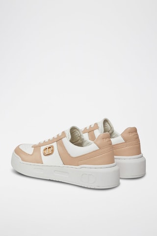 Zapatillas de piel - Blanco y marrón