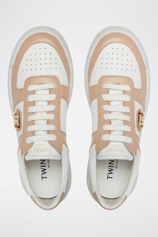 Zapatillas de piel - Blanco y marrón