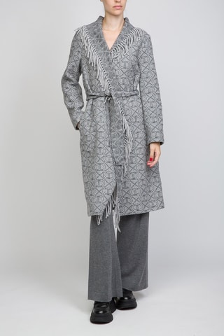 Abrigo de lana - Twinset - Blanco y gris
