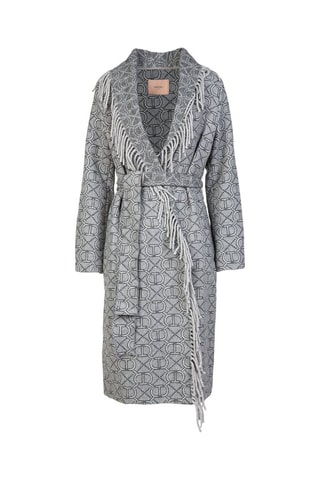 Abrigo de lana - Twinset - Blanco y gris