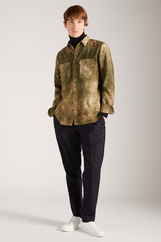 Camisa regular fit - Incotex - Beige y verde
