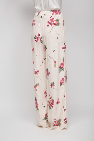 Pantalón palazzo de tiro alto - Twinset - Blanco, verde y rosa