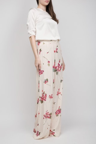Pantalón palazzo de tiro alto - Twinset - Blanco, verde y rosa