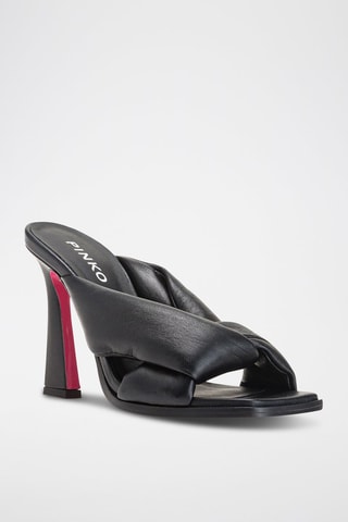 Sandalias de piel caprina de tacón - Negro