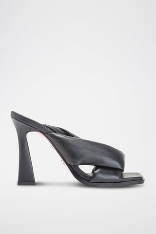 Sandalias de piel caprina de tacón - Negro