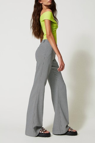 Pantalón flare - Twinset - Blanco y negro