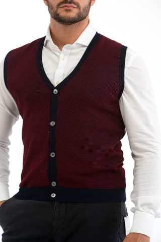 Chaleco slim fit - Incotex - Rojo y azul