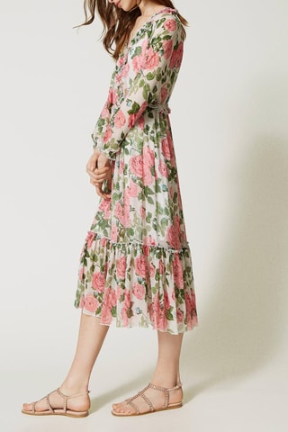 Vestido midi - Twinset - Blanco, verde y rosa