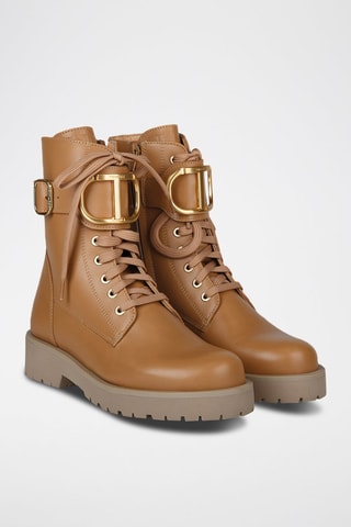 Botines de piel - Dorado y marrón