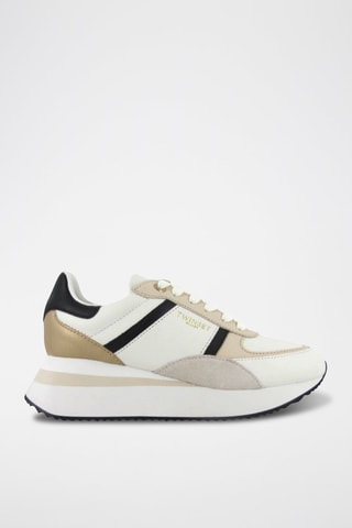 Zapatillas de piel - Beige y blanco