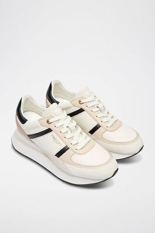 Zapatillas de piel - Beige y blanco