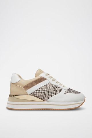 Zapatillas de cuña - Beige y blanco