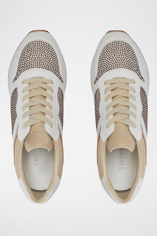 Zapatillas de cuña - Beige y blanco
