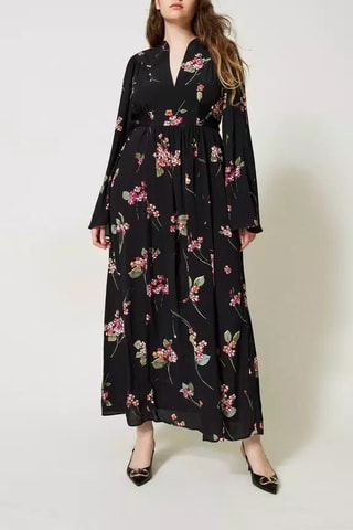 Vestido largo - Twinset - Negro, verde y rosa
