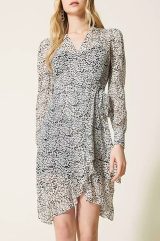 Vestido cruzado - Twinset - Blanco y negro