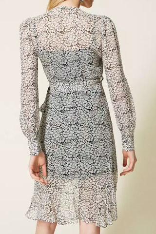 Vestido cruzado - Twinset - Blanco y negro