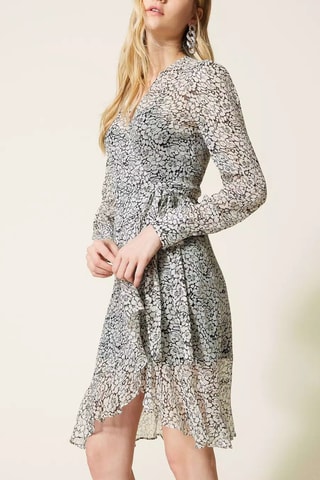 Vestido cruzado - Twinset - Blanco y negro