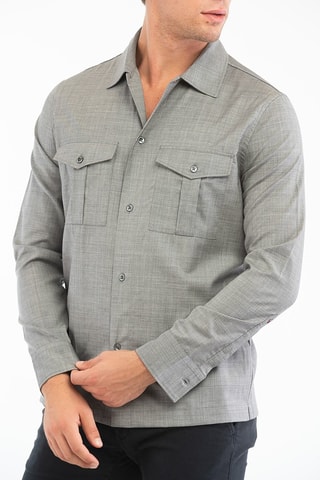 Camisa regular fit de lana virgen - Gris