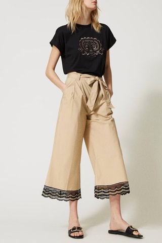Driekwart Broek - Twinset - Zwart en beige