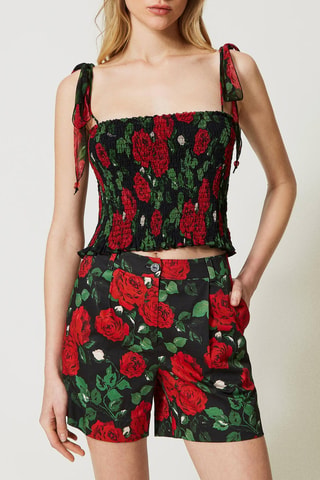 Short de tiro alto - Twinset - Blanco, negro, rojo y verde