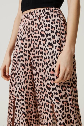 Pantalón palazzo - Twinset - Negro, beige y rosa