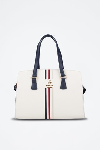 Bolso - Blanco, dorado y rojo